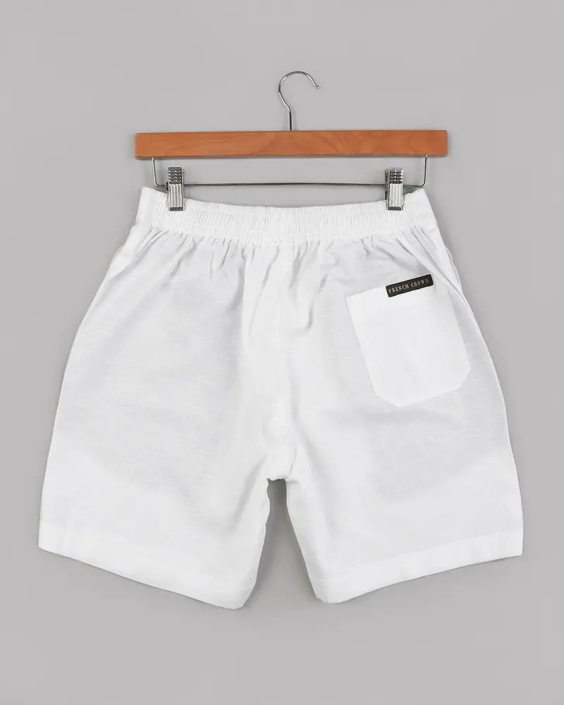 Bright White Luxurious Linen And Premium Cotton Shorts 3