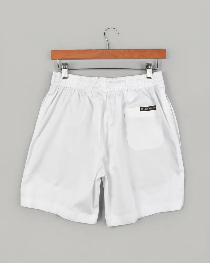 Bright White Luxurious Linen And Premium Cotton Shorts 6