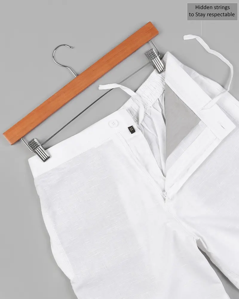 Bright White Luxurious Linen And Premium Cotton Shorts 7
