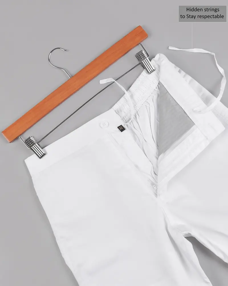 Bright White Luxurious Linen And Premium Cotton Shorts 8