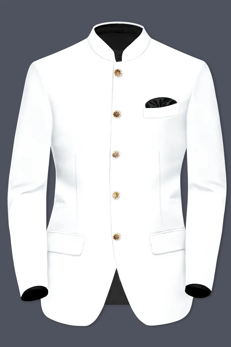 Bright White Luxurious Linen Bandhgala/Mandarin Performance Blazer 2