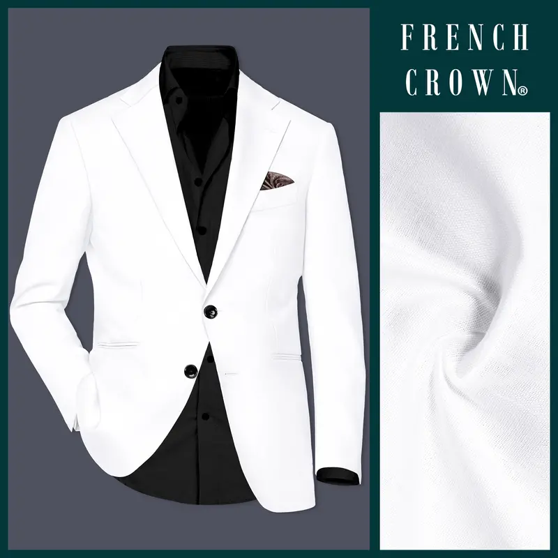 Bright White Luxurious Linen Blazer 1