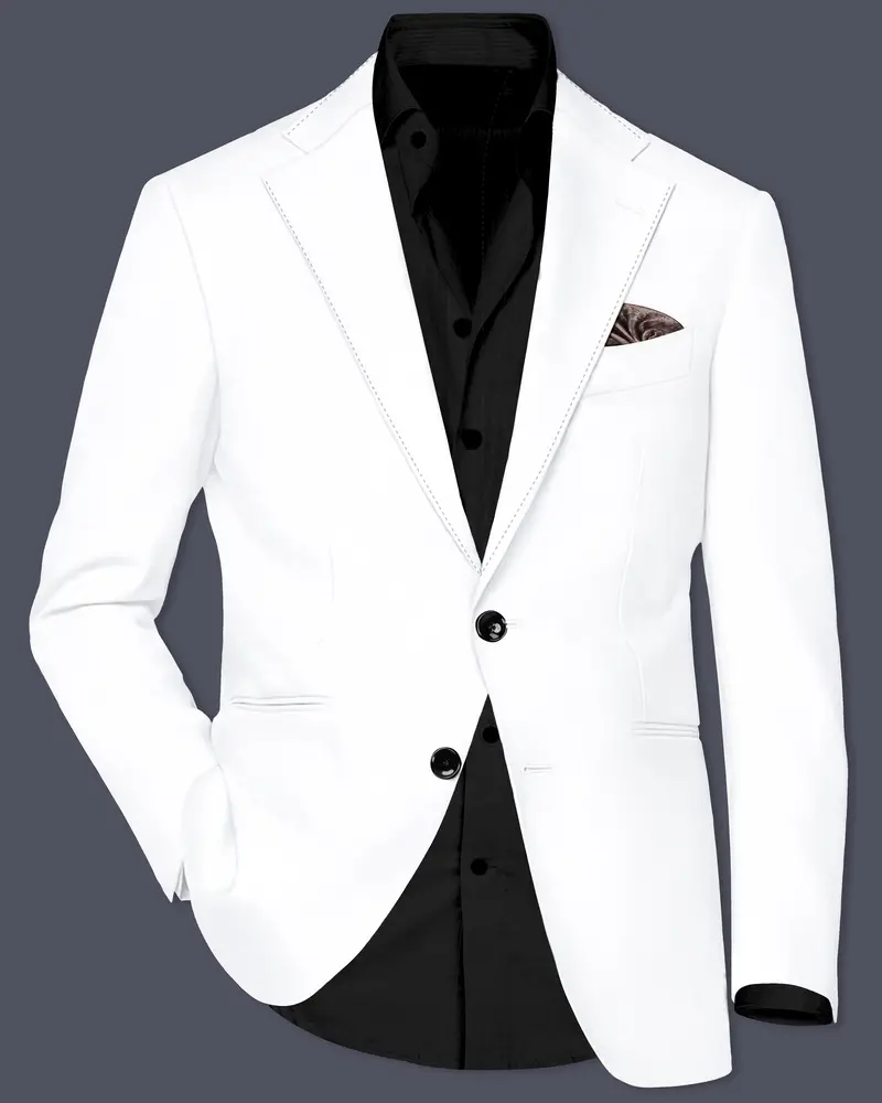 Bright White Luxurious Linen Designer Blazer 1