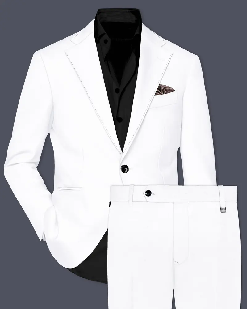 Bright White Luxurious Linen Designer Suit 1