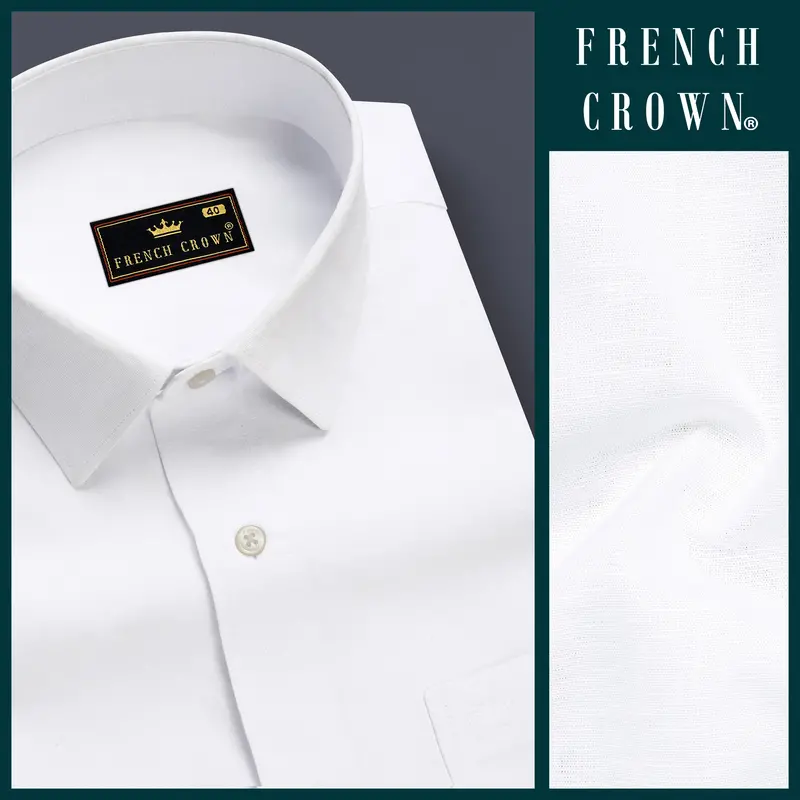 Bright White Luxurious Linen Shirt 1