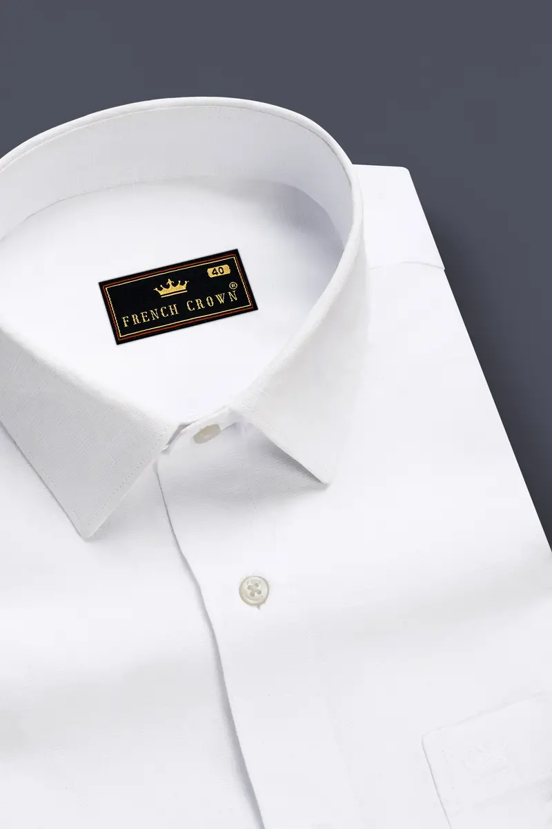 Bright White Luxurious Linen Shirt 2