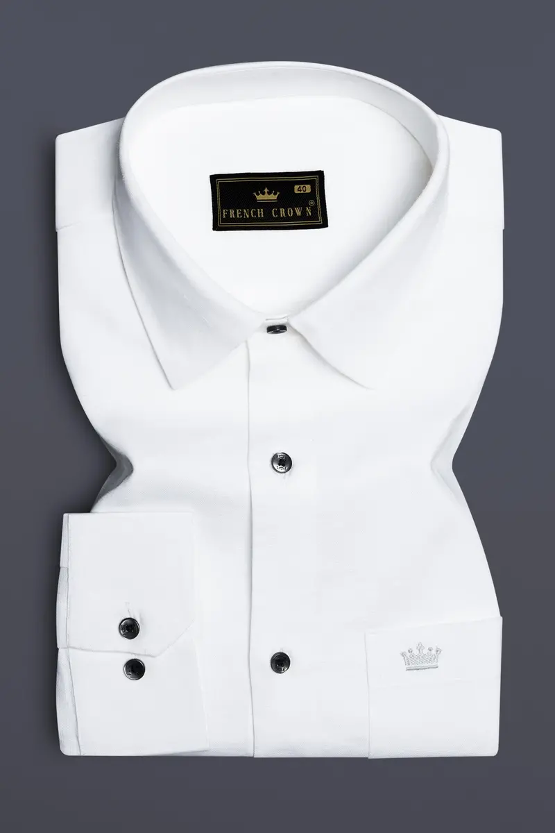 Bright White Luxurious Linen Shirt 3