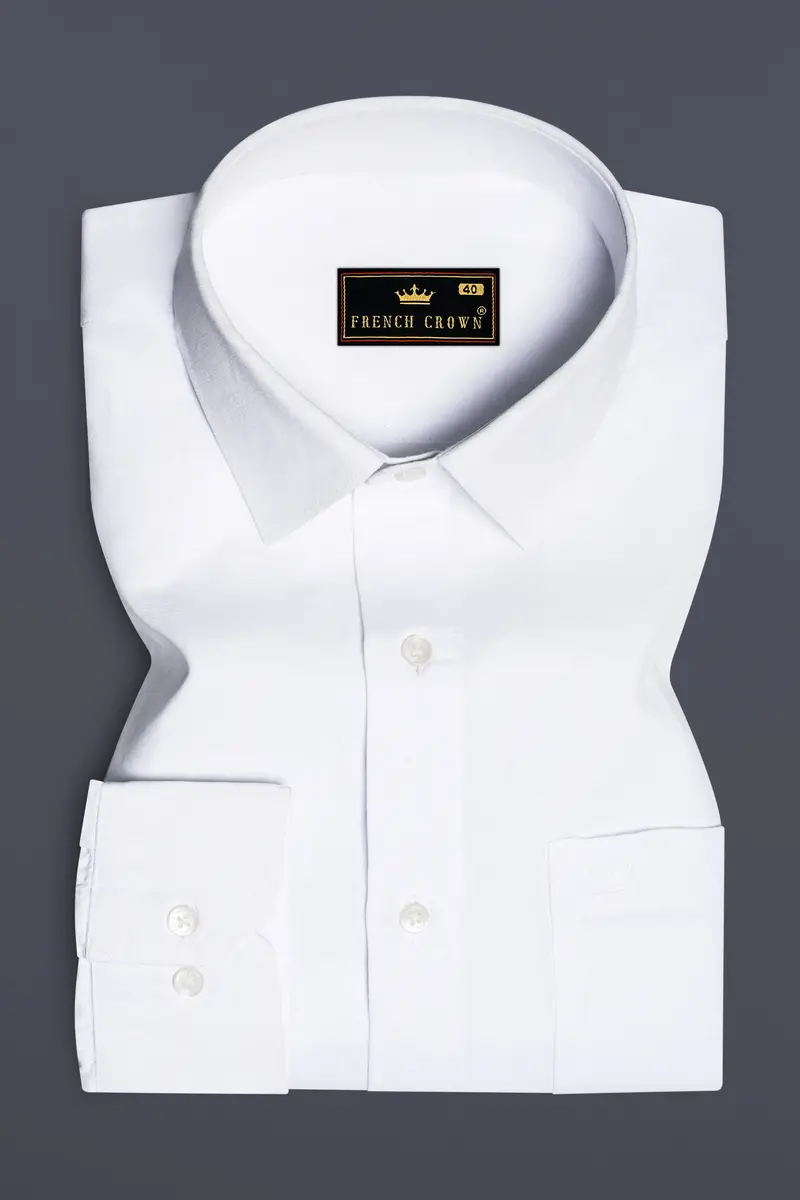 Bright White Luxurious Linen Shirt 4