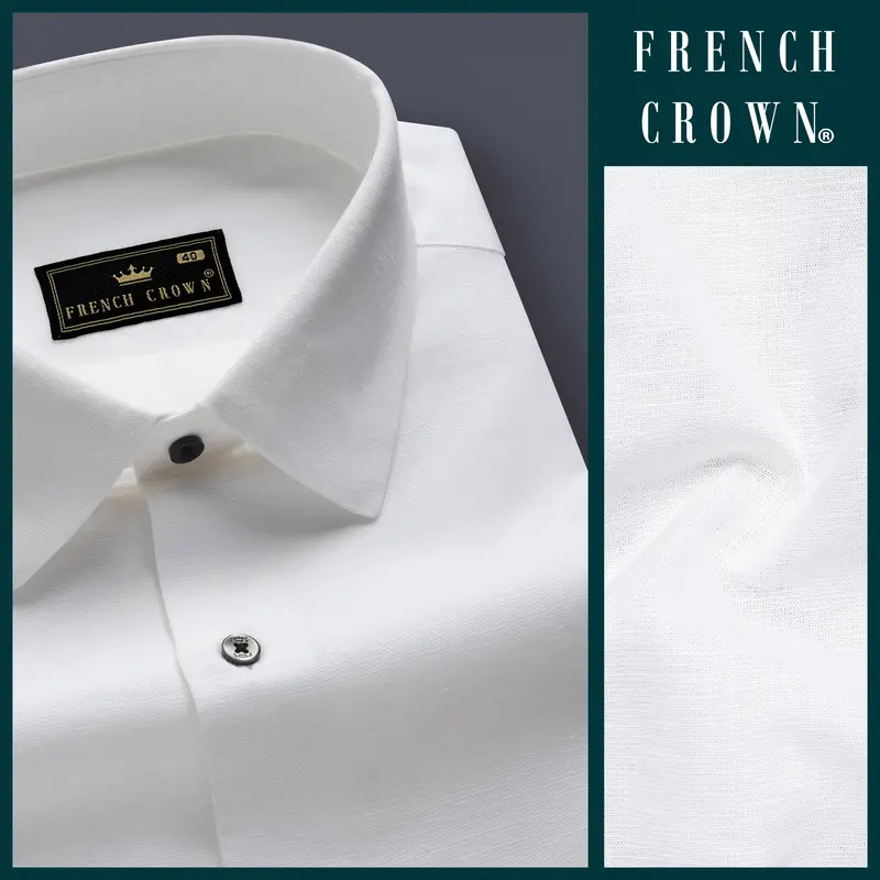 Bright White Luxurious Linen Shirt 7