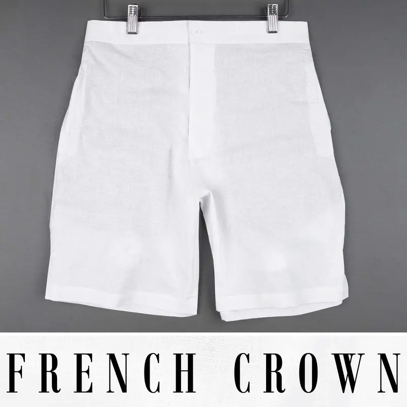 Bright White Luxurious Linen Shorts 1