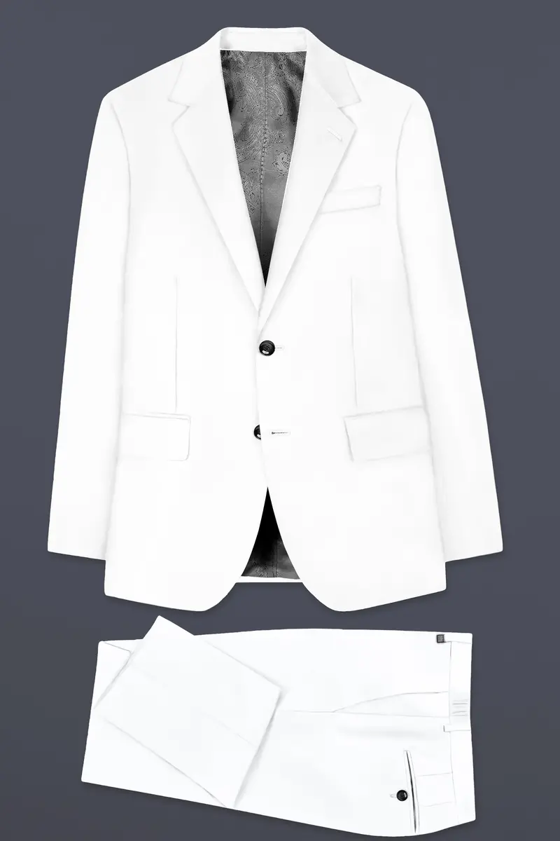 Bright White Luxurious Linen Suit 11