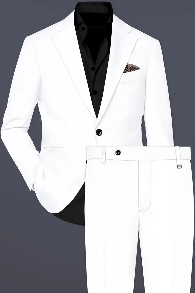 Bright White Luxurious Linen Suit 2