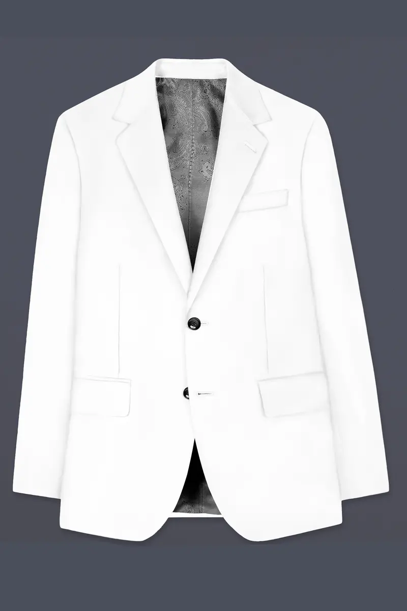 Bright White Luxurious Linen Suit 8