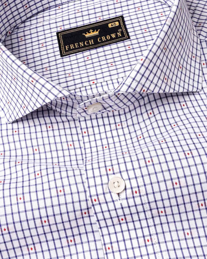 Bright White Micro Windowpane Dobby Textured Premium Giza Cotton Shirt 1