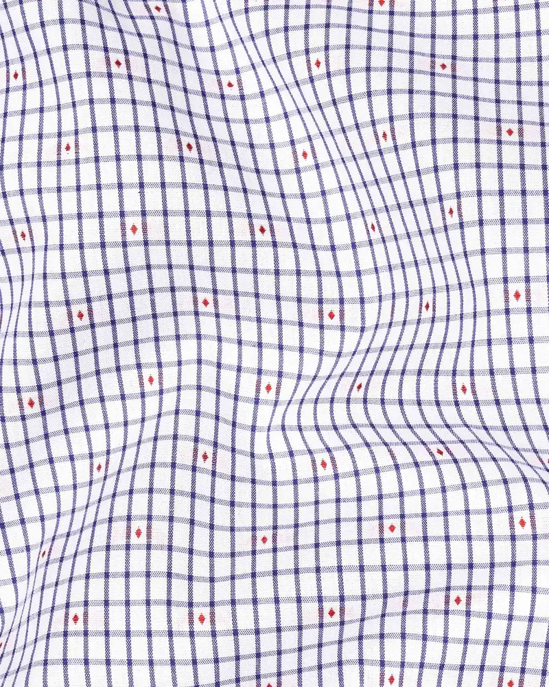 Bright White Micro Windowpane Dobby Textured Premium Giza Cotton Shirt 2