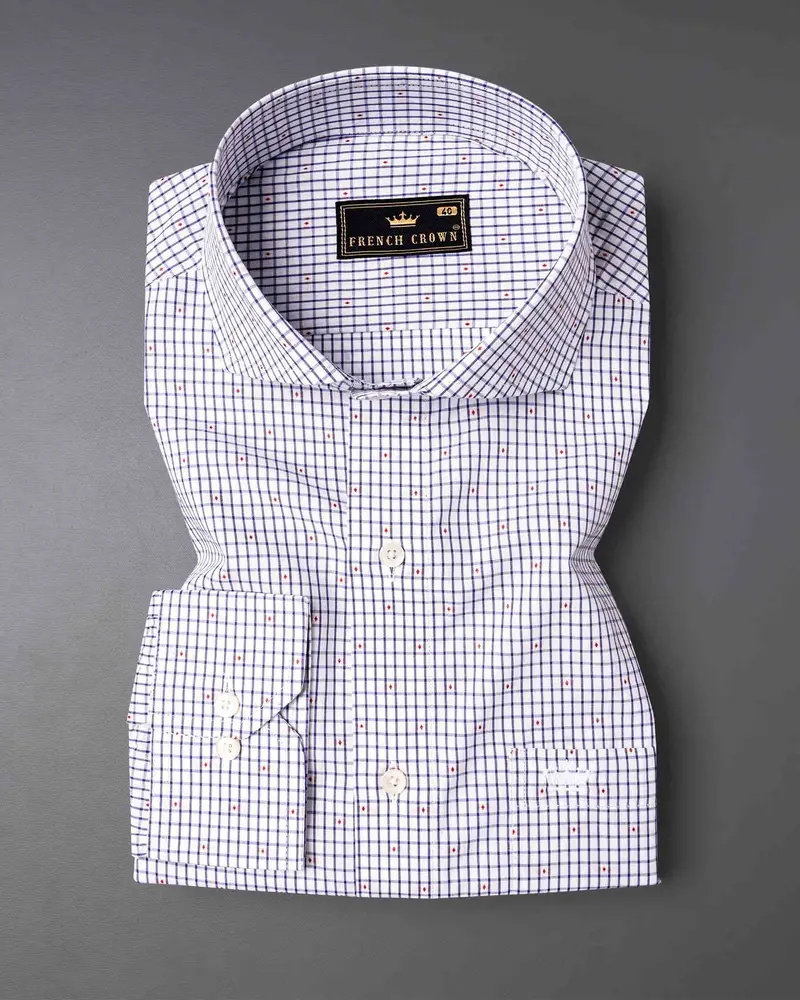 Bright White Micro Windowpane Dobby Textured Premium Giza Cotton Shirt 3