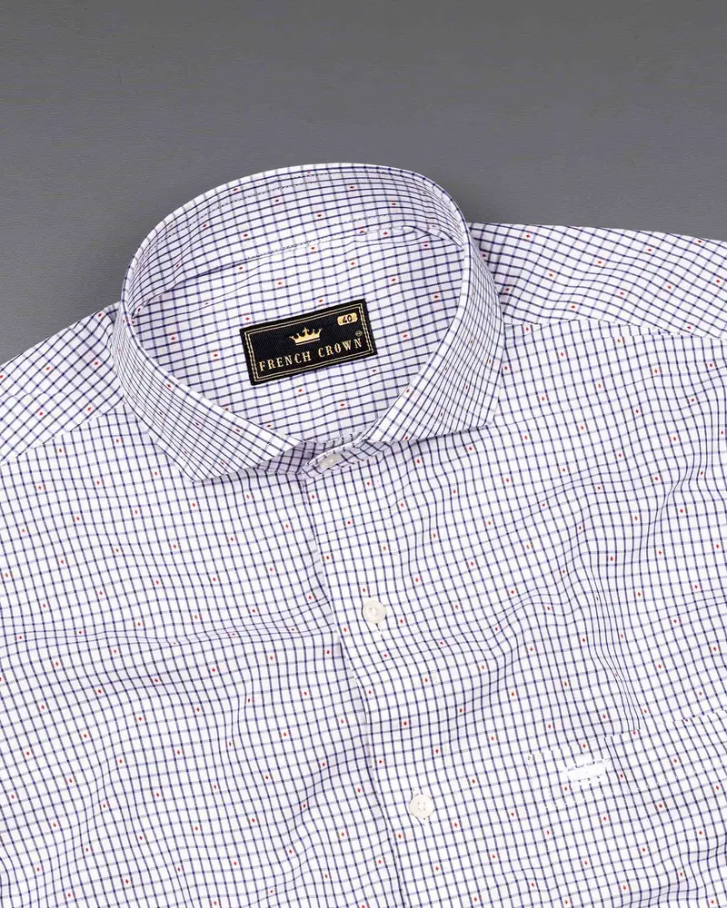 Bright White Micro Windowpane Dobby Textured Premium Giza Cotton Shirt 4