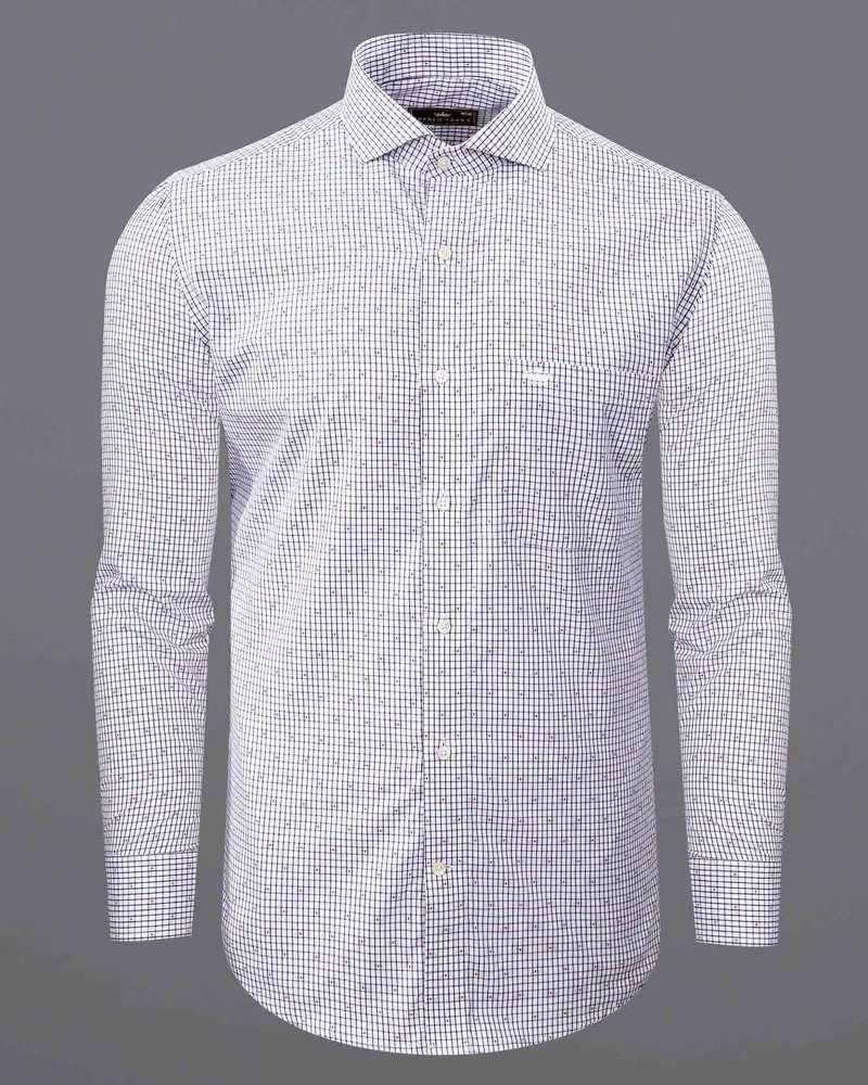 Bright White Micro Windowpane Dobby Textured Premium Giza Cotton Shirt 5