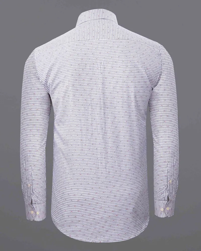 Bright White Micro Windowpane Dobby Textured Premium Giza Cotton Shirt 6