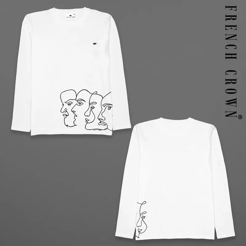 Bright White Multi Face Hand-Painted Organic Cotton T-Shirt 1