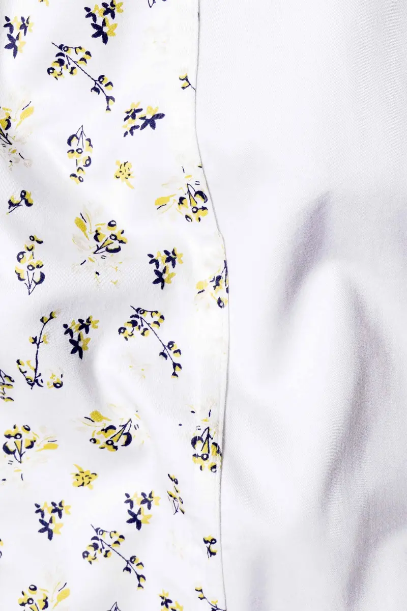 Bright White Multicolour Ditsy Printed Subtle Sheen Super Soft Premium Cotton Designer Shirt 3