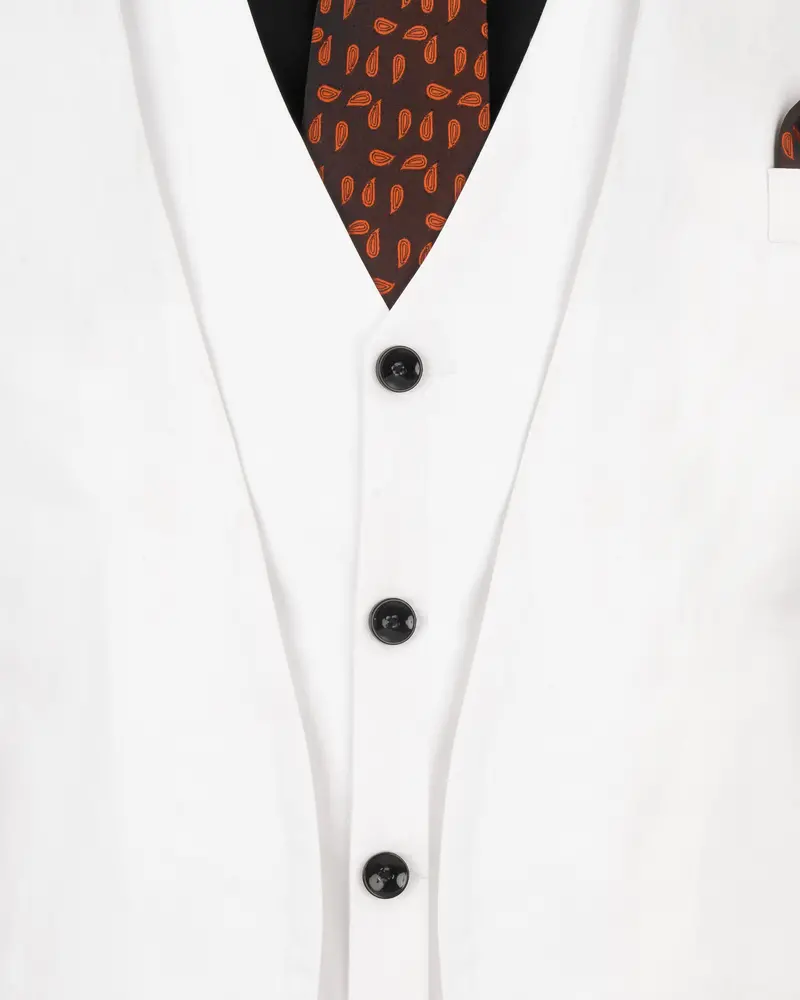Bright White No Lapel Designer Blazer 4