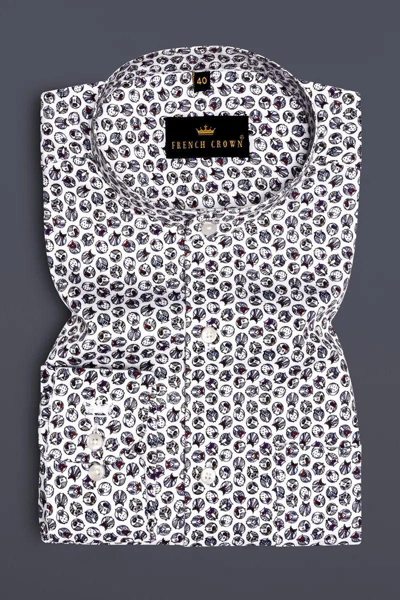 Bright White Owl Printed Super Soft Premium Cotton Shirt 4