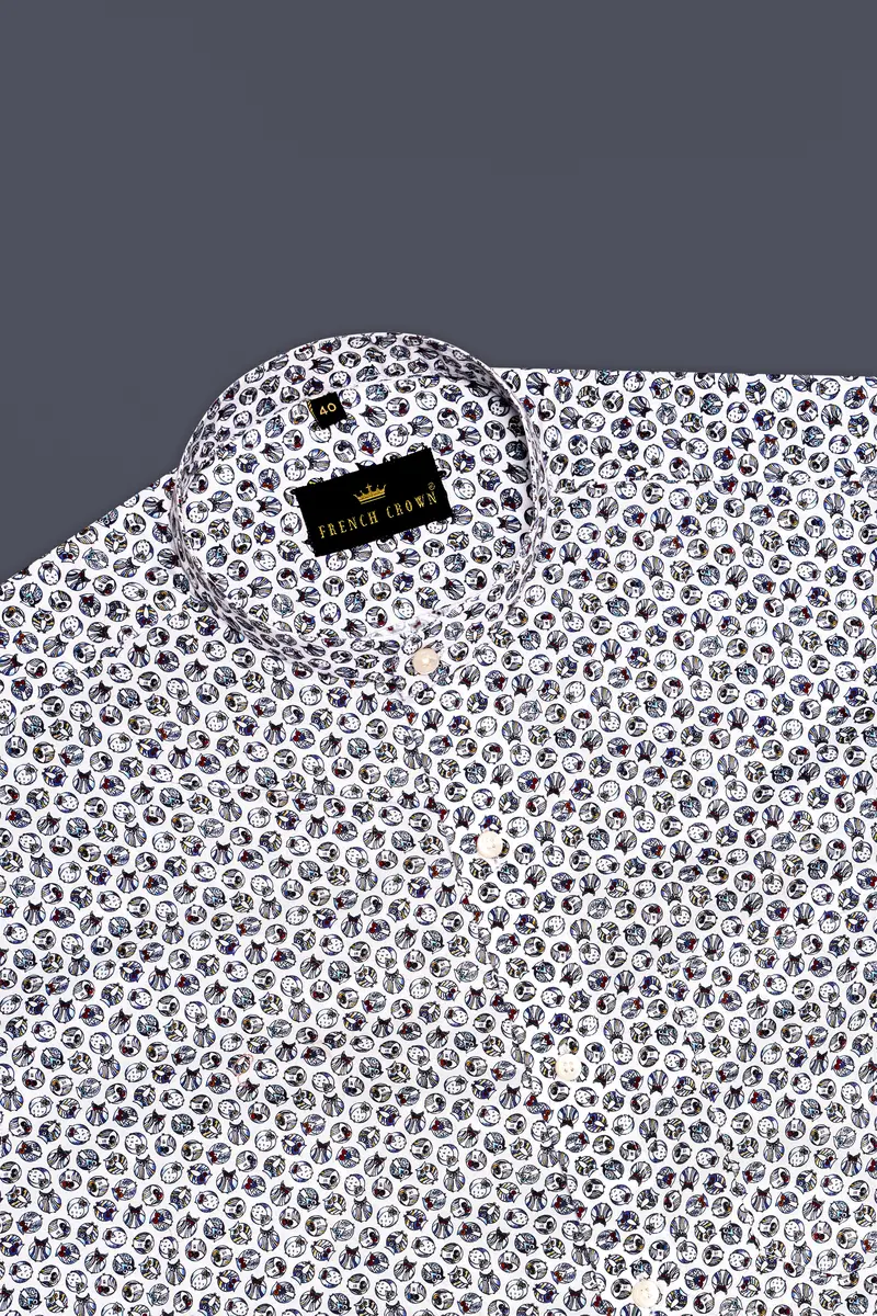 Bright White Owl Printed Super Soft Premium Cotton Shirt 5