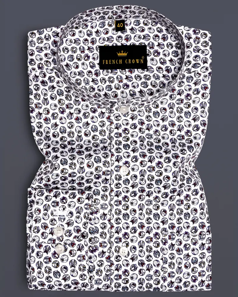 Bright White Owl Printed Super Soft Premium Cotton Shirt 6