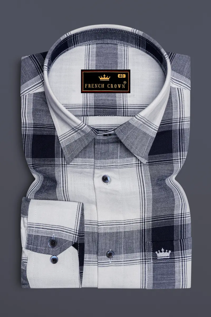 Bright White Plaid Royal Oxford Shirt 4