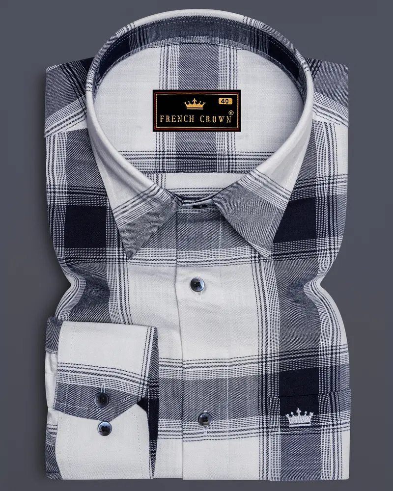 Bright White Plaid Royal Oxford Shirt 6