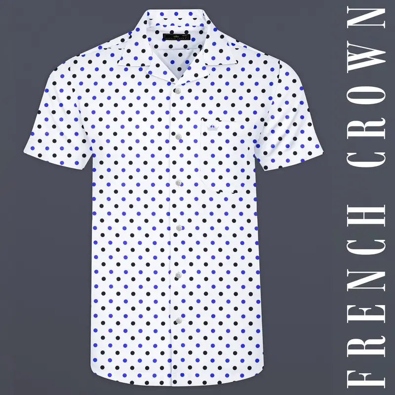 Bright White Polka Dot Printed Super Soft Premium Cotton Shirt 1