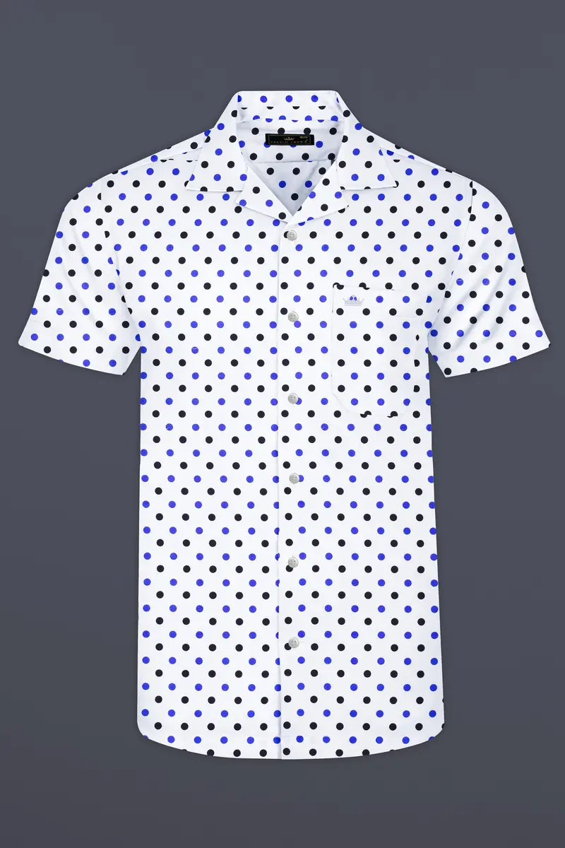 Bright White Polka Dot Printed Super Soft Premium Cotton Shirt 2