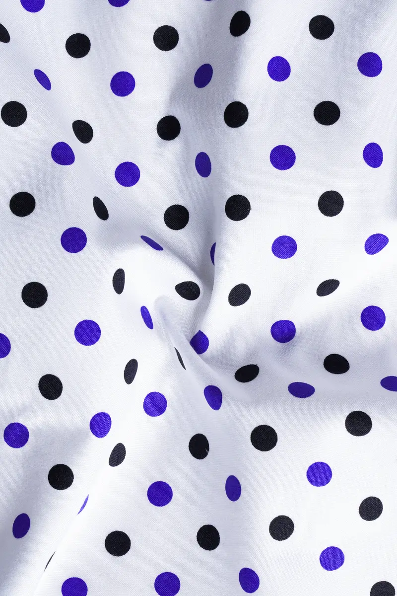 Bright White Polka Dot Printed Super Soft Premium Cotton Shirt 3