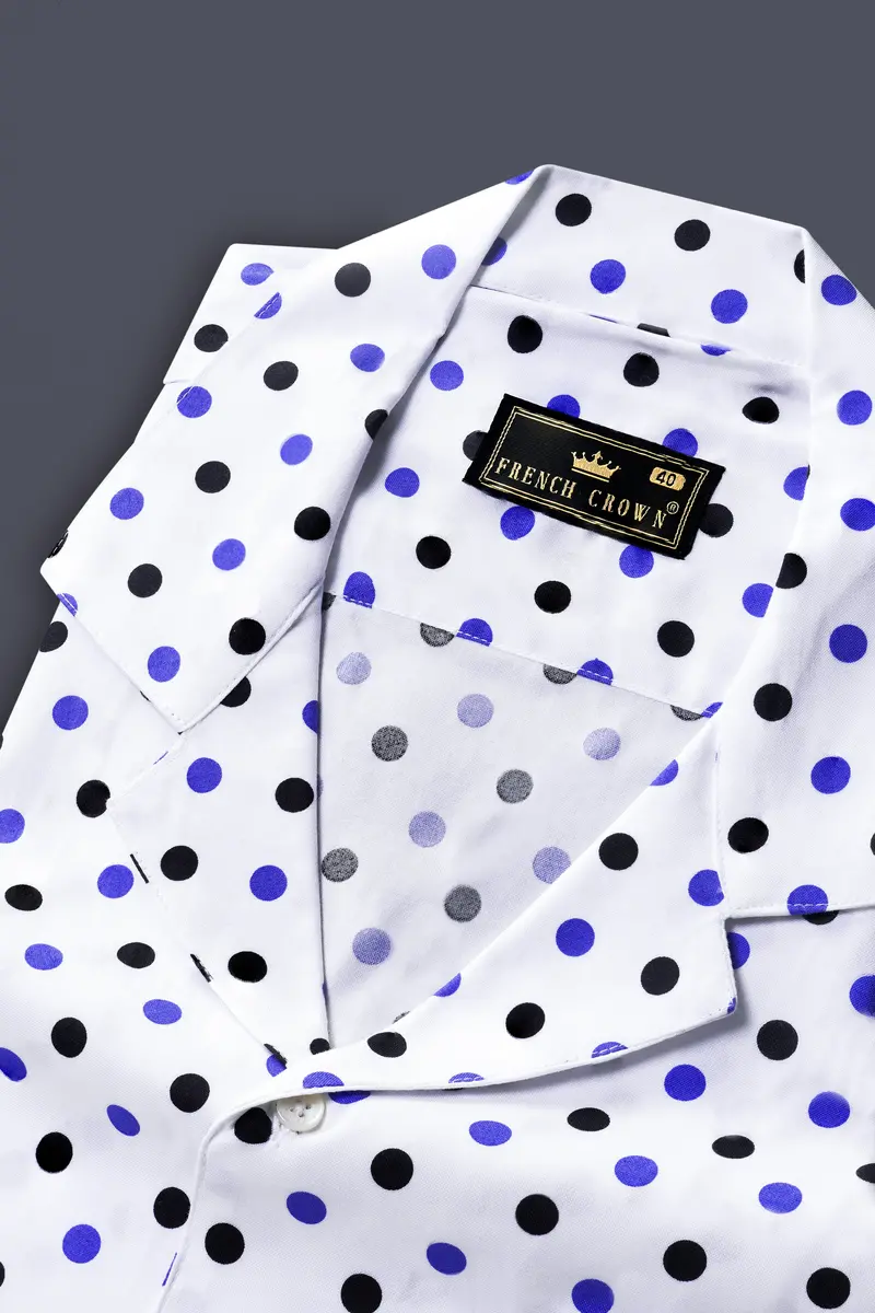 Bright White Polka Dot Printed Super Soft Premium Cotton Shirt 4