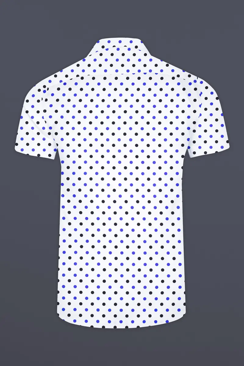 Bright White Polka Dot Printed Super Soft Premium Cotton Shirt 6