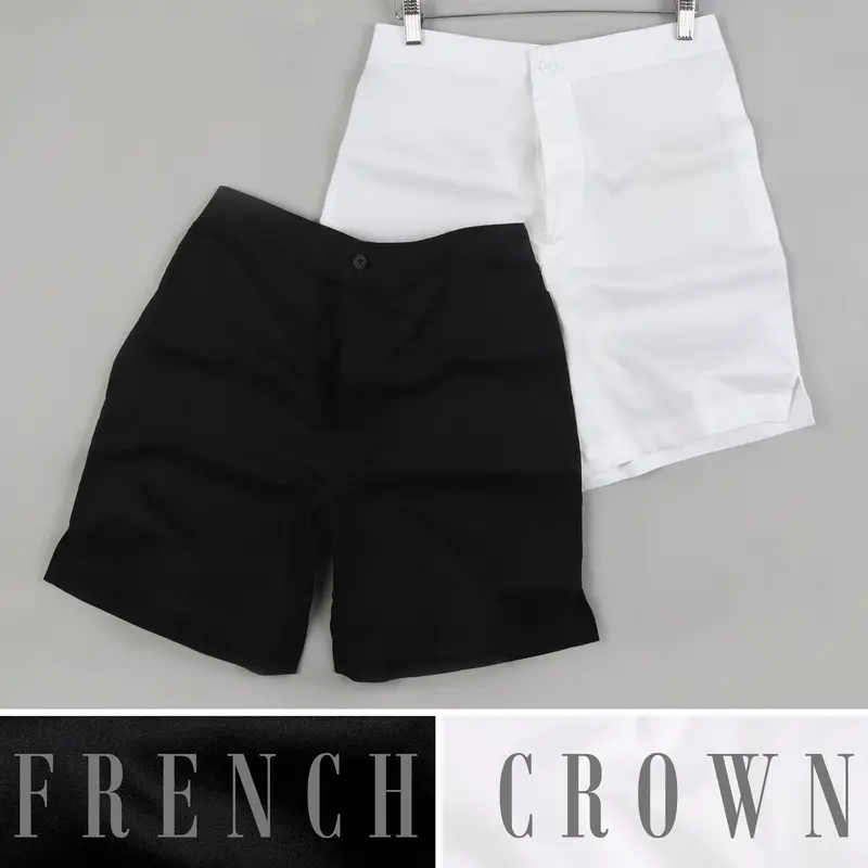 Bright White Premium Cotton And Jade Black Luxurious Linen Shorts 1