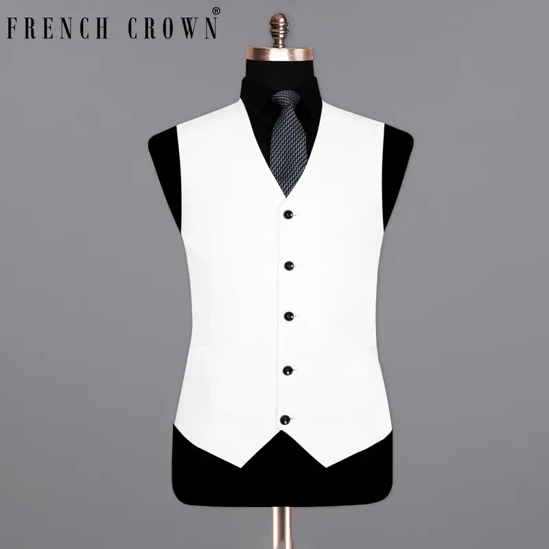 Bright White Premium Cotton Waistcoat 1