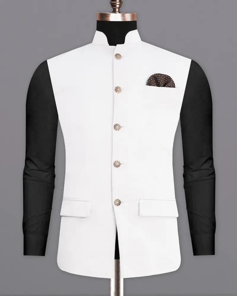 Bright White Premium Velvet Designer Nehru Jacket 2