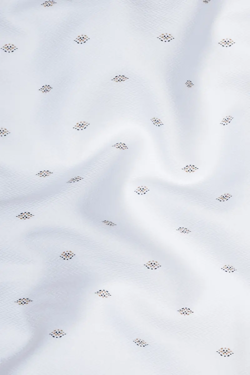 Bright White Printed Dobby Textured Premium Giza Cotton Shirt 2