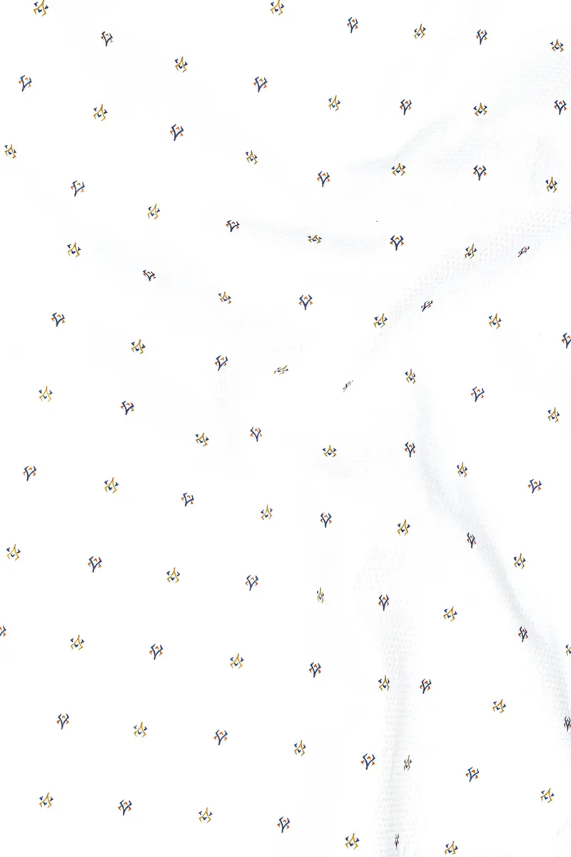 Bright White Printed Dobby Textured Premium Giza Cotton Shirt 2