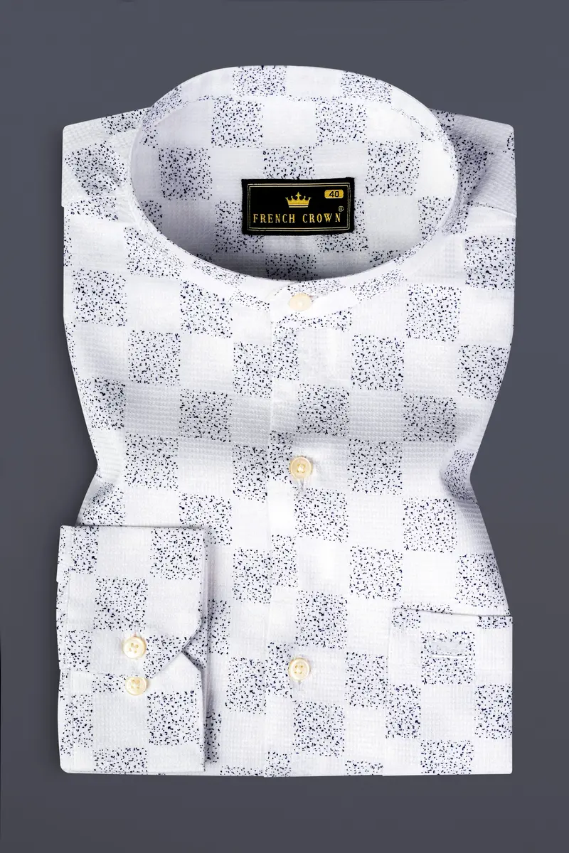 Bright White Printed Dobby Textured Premium Giza Cotton Shirt 3