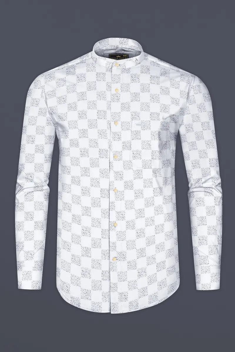 Bright White Printed Dobby Textured Premium Giza Cotton Shirt 4
