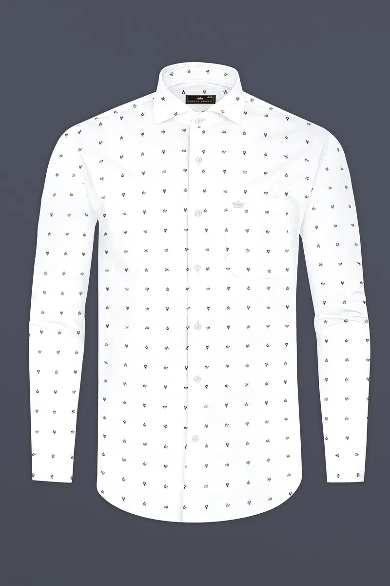 Bright White Printed Dobby Textured Premium Giza Cotton Shirt 4