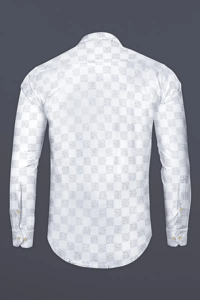 Bright White Printed Dobby Textured Premium Giza Cotton Shirt 5