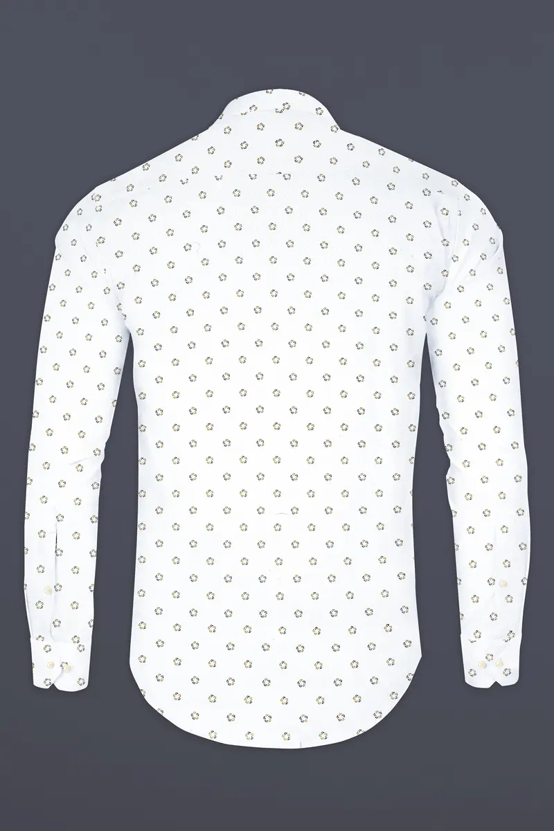 Bright White Printed Dobby Textured Premium Giza Cotton Shirt 5
