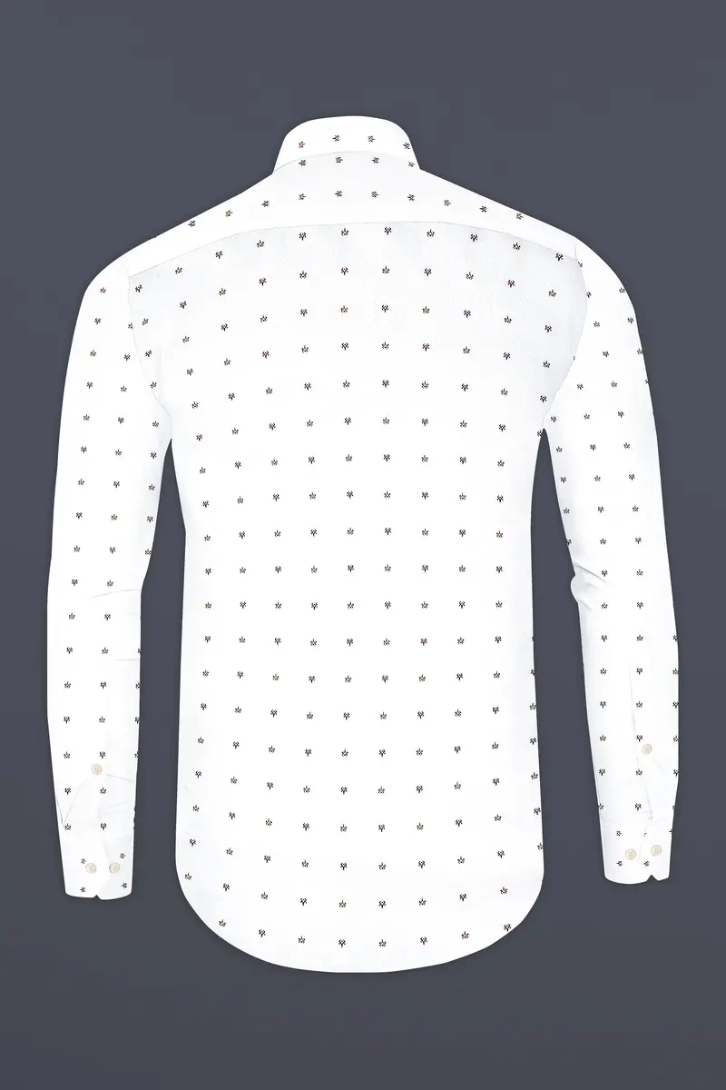 Bright White Printed Dobby Textured Premium Giza Cotton Shirt 5