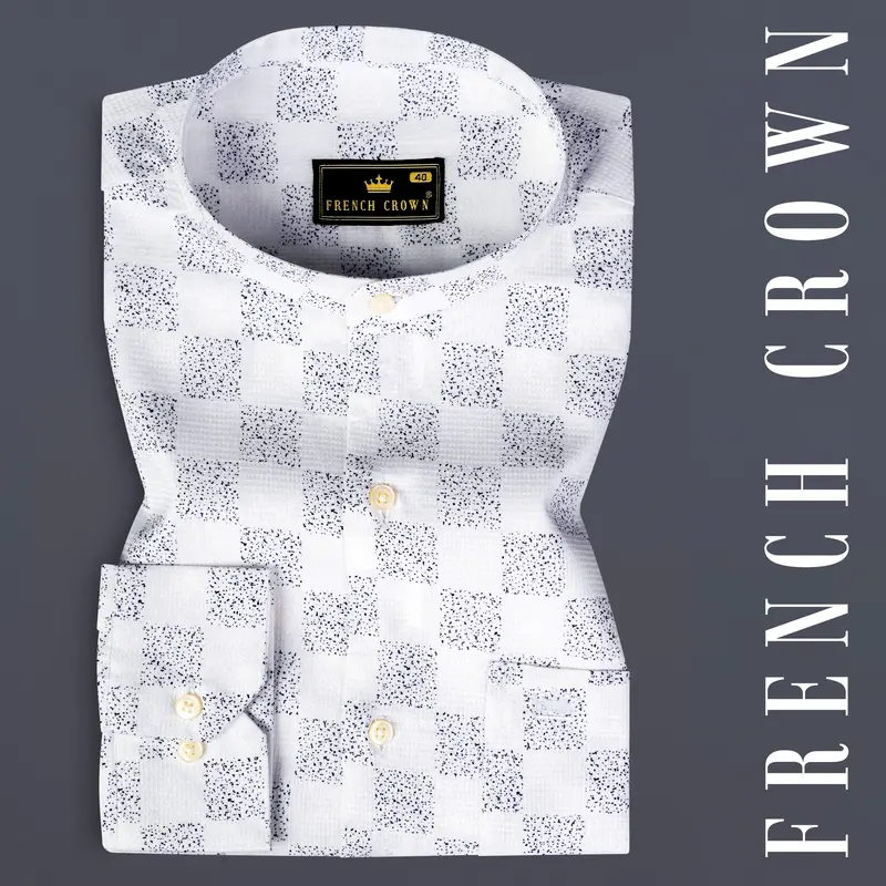 Bright White Printed Dobby Textured Premium Giza Cotton Shirt 7