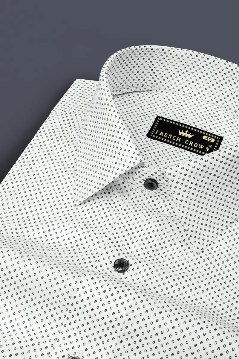 Bright White Printed Lightweight Cotton Shirt 1