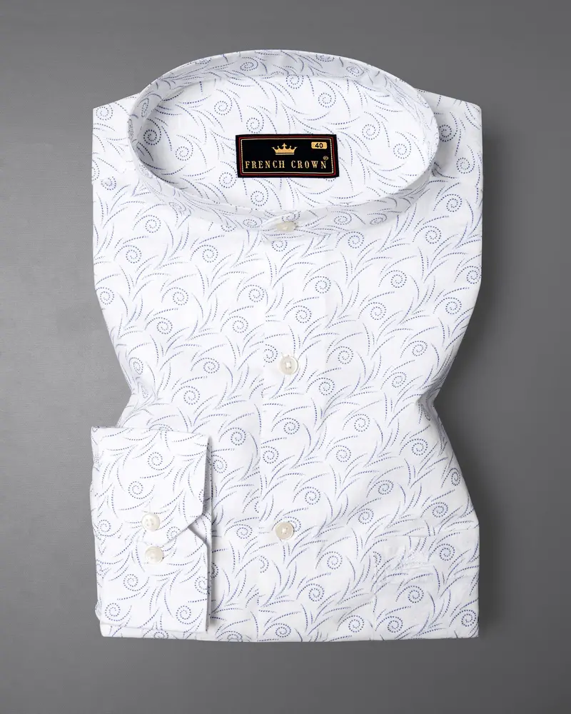 Bright White Printed Luxurious Linen Shirt 2
